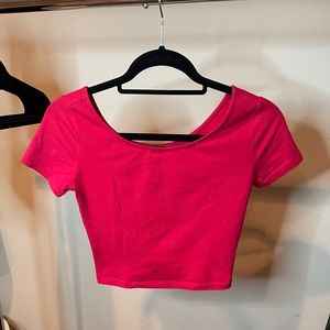 Swoop Neck Red Crop Top